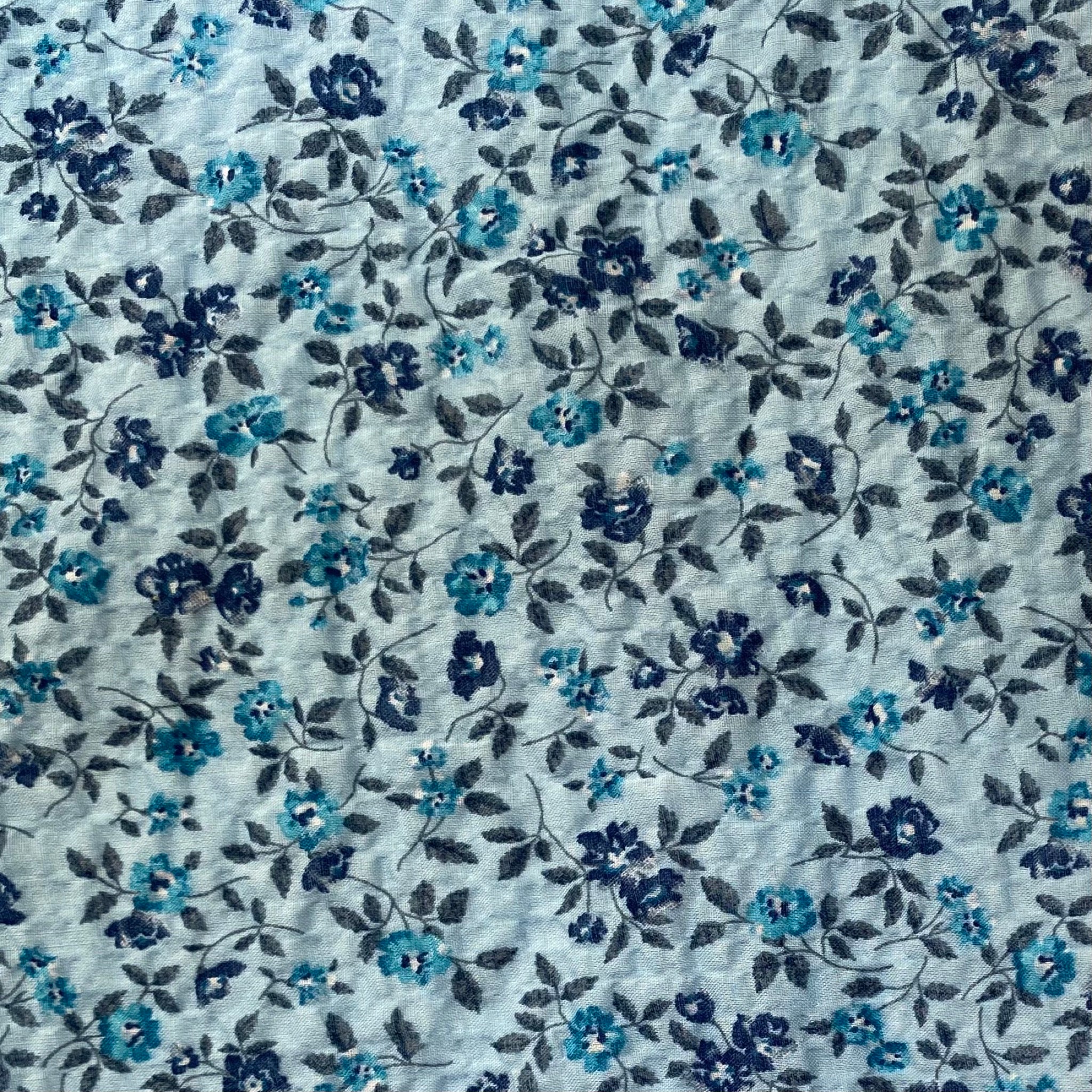 buy blue floral seersucker cotton fabric