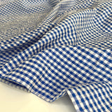 Seersucker Cotton Fabric - Blue Gingham