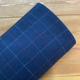 Navy Checked - British Made Wool Fabric