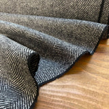 Black & White Herringbone - British Made Wool Fabric