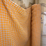 Orange Bubble Gingham - Linen Fabric