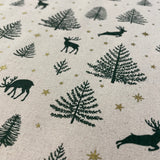 Green Deers - Christmas Cotton Fabric