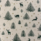 Green Deers - Christmas Cotton Fabric