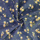 Daisy Print Denim Chambray - Cotton Fabric