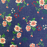 Bright Flower Print Denim Chambray - Cotton Fabric