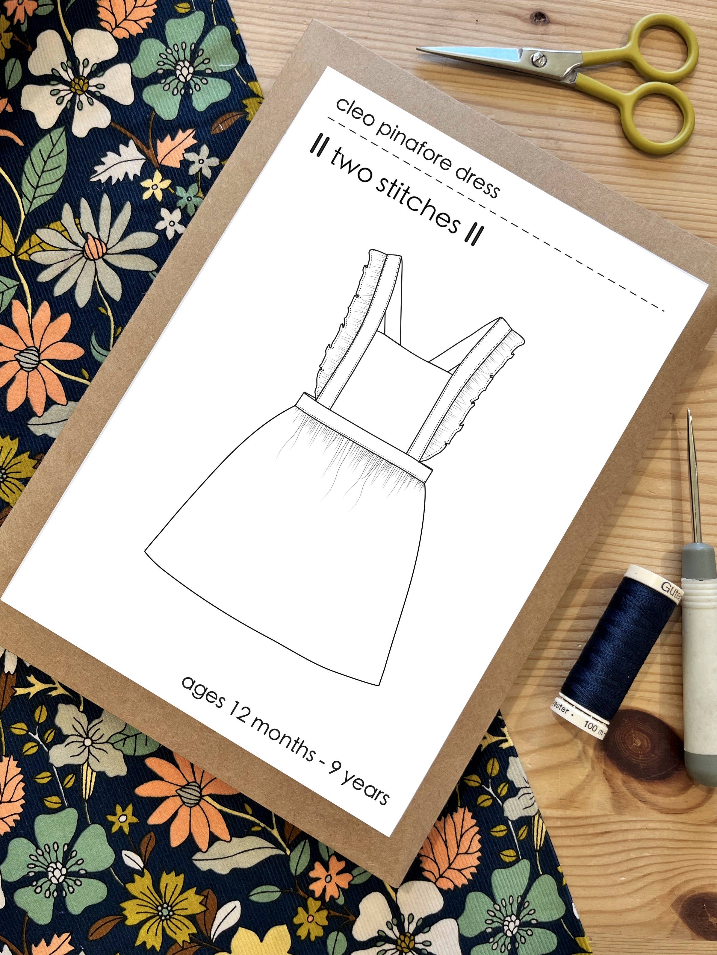 Frill Pattern Two Stitches Patterns - Cleo Frill Pinafore Dress - Sewing Pattern for ...