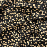 Fabric Godmother - Cloud Flower Black & Gold -  Satin Viscose Ecovera Fabric