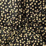Fabric Godmother - Cloud Flower Black & Gold -  Satin Viscose Ecovera Fabric