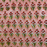 Indian Block Print - Blooming - Cherry Rose