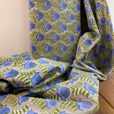 Indian Block Print - Blooming - Peony Indigo