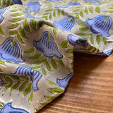 Indian Block Print - Blooming - Peony Indigo