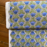 Indian Block Print - Blooming - Peony Indigo