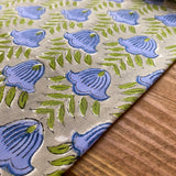 Indian Block Print - Blooming - Peony Indigo