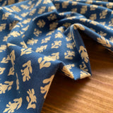 Indian Block Print - Petite Leaf - Blue - END OF BOLT 125cm