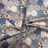 Blue hexagon Poplin - Cotton Fabric