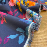 Navy Autumn Floral - Polyester Fabric