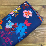 Navy Autumn Floral - Polyester Fabric