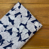 Viscose Gingko Print  - Navy