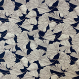 Viscose Gingko Print  - Navy