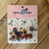 Pigeon Wishes Buttons - Kaleidoscope - 15mm x15