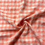 Pink and White Gingham Seersucker - Cotton Fabric