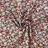 Ivory Flowers on Cherry - Viscose Fabric