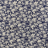 White Flowers on Navy - Viscose Fabric