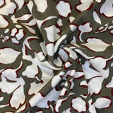 Khaki Petal Popin - Viscose Fabric