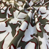 Khaki Petal Popin - Viscose Fabric