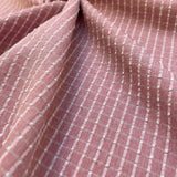 White Checked Seersucker - Pink - Viscose Fabric