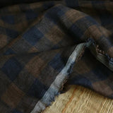 Yarn Dyed Washed Checkerboard Linen - Smoky Indigo