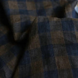 Yarn Dyed Washed Checkerboard Linen - Smoky Indigo