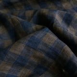 Yarn Dyed Washed Checkerboard Linen - Smoky Indigo