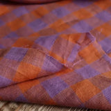 Yarn Dyed Washed Checkerboard Linen - Sunset Lilac