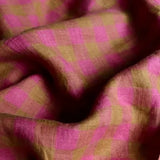 Yarn Dyed Washed Checkerboard Linen - Caramel Pink