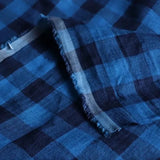 Yarn Dyed Washed Checkerboard Linen - Moonlit Navy