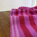 Yarn Dyed Washed Cotton Stripe Fabric in Red & Fuschia