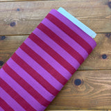 Yarn Dyed Washed Cotton Stripe Fabric in Red & Fuschia