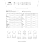 size guide and fabric requirements for the  Alexa frill dress sewing pattern from Liberty Sewing Patterns.