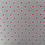 Pink Stars Grey - Cotton Fabric