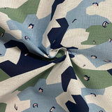 Blue Geometric - Cotton Linen Fabric