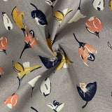 Grey Tulips - Cotton Linen Fabric