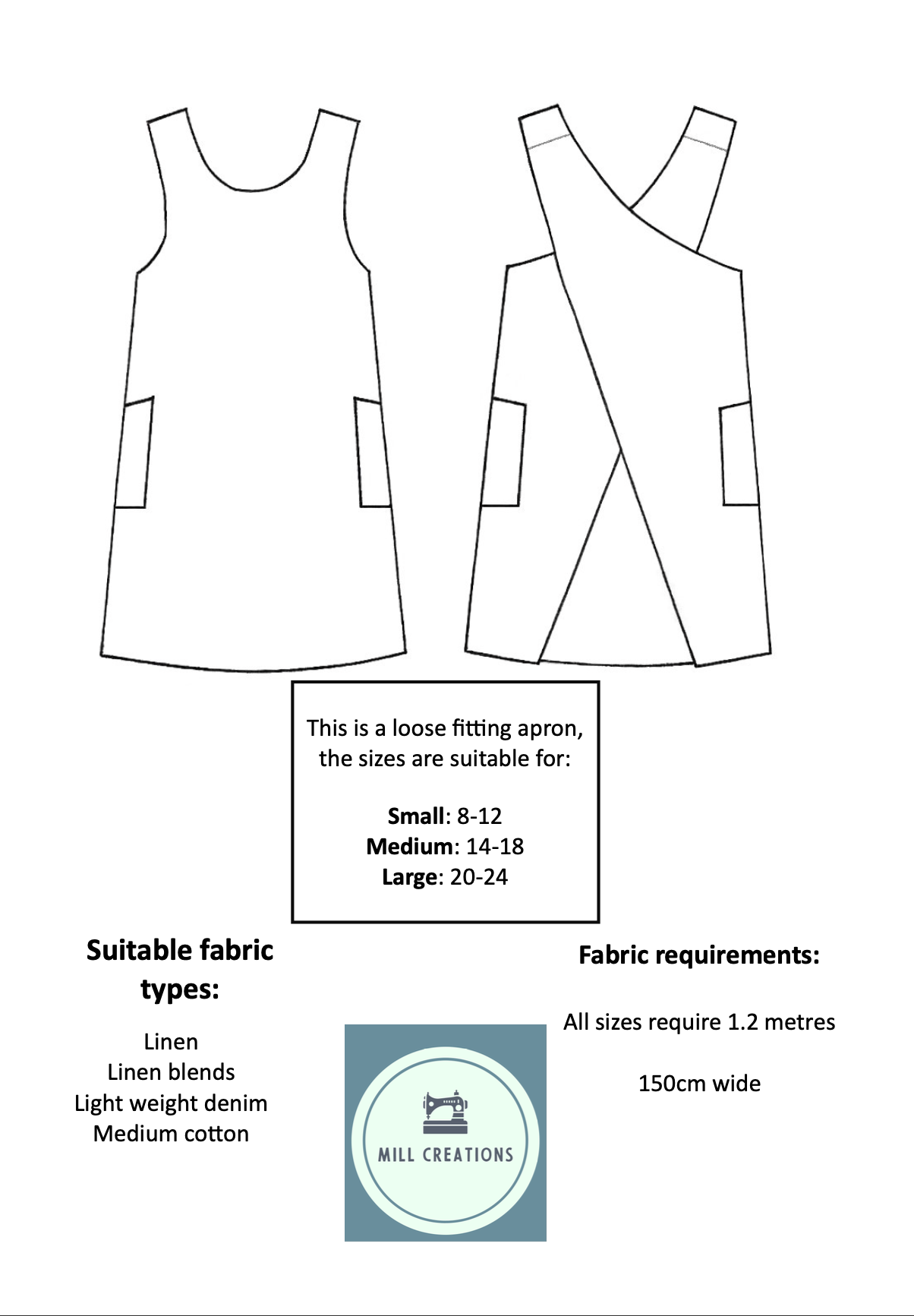 Crossback Apron - Sewing Pattern – Mill Creations crossback-apron-sewing-pattern-mill-creations