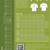 size guide and fabric requirements for the The Patina Blouse sewing pattern from Friday Pattern Company.