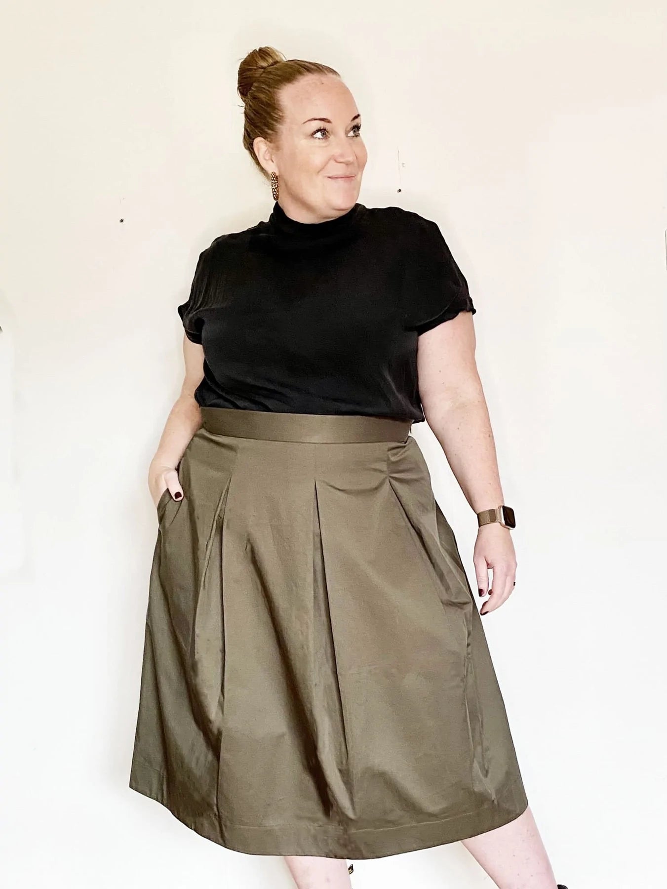 iThinksew - Patterns and More - IvL - Swing Around, Women pleated skirt  sewing pattern, front button skirt, skirt with pockets, high waist long  skirt, midi maxi skirt, knee length flare skirt